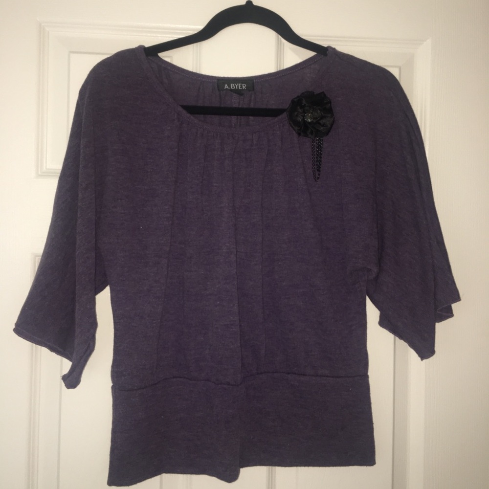 Purple Wide Sleeve Blouse Size Large